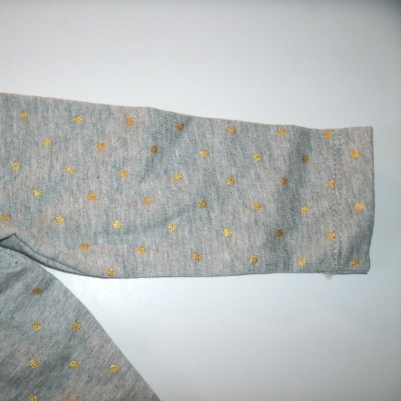 Gap Girls Sweatshirt Swing Top Gray Gold Polka Dot 18-24 Months Cotton New - Picture 5 of 8
